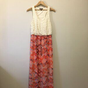 City Triangles Vintage Y2K Cream Crochet Maxi Dress - Side Slit Coquette M